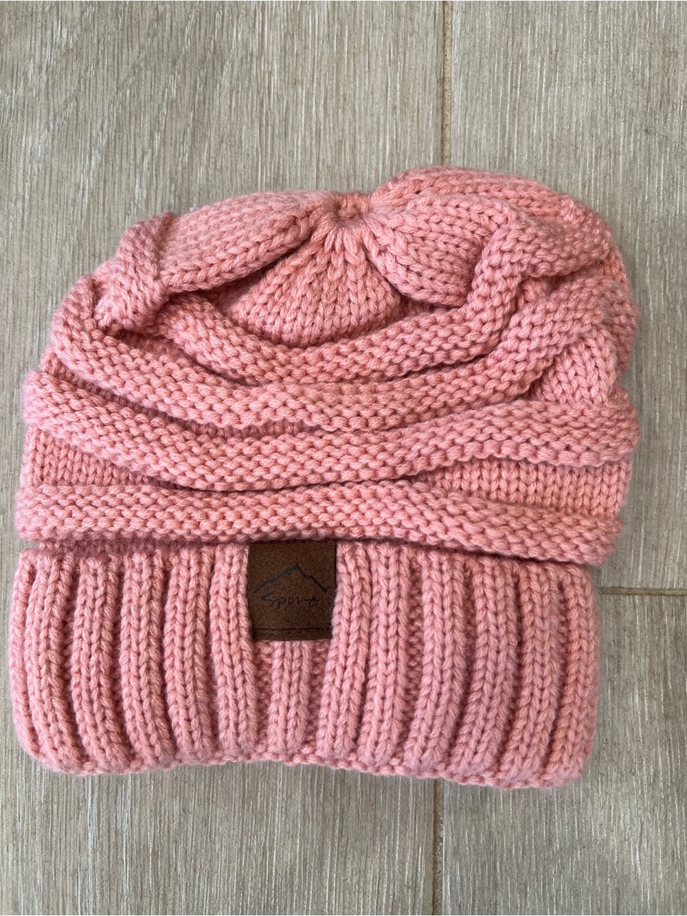 Pink Knit Pom Beanie